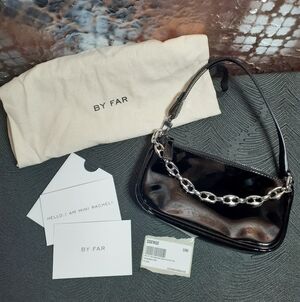 BY FAR Black Mini Patent Leather Rachel Bag